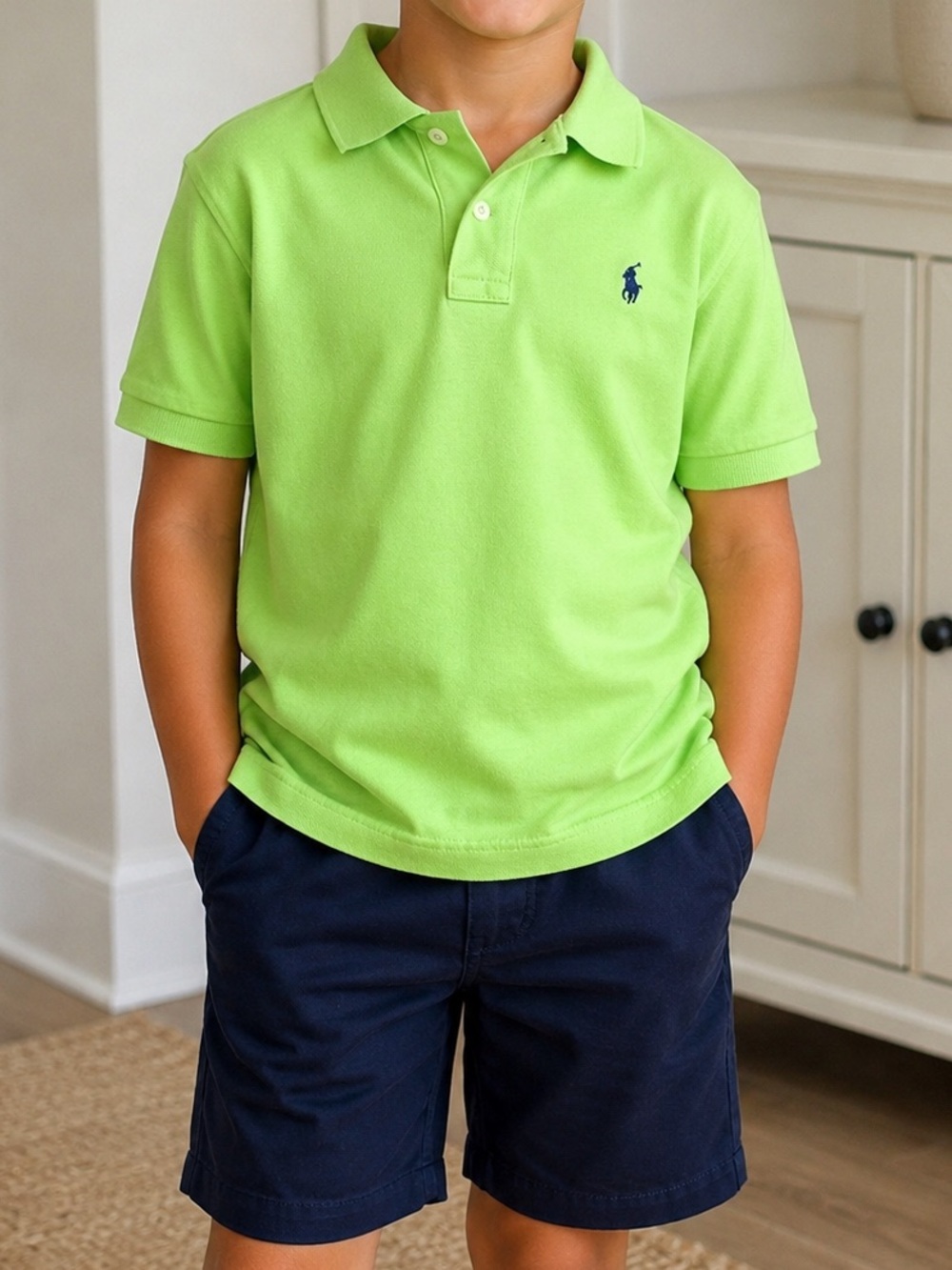 Polo Ralph Lauren Boys Neon Green Classic Polo Shirt Size 7 Preppy